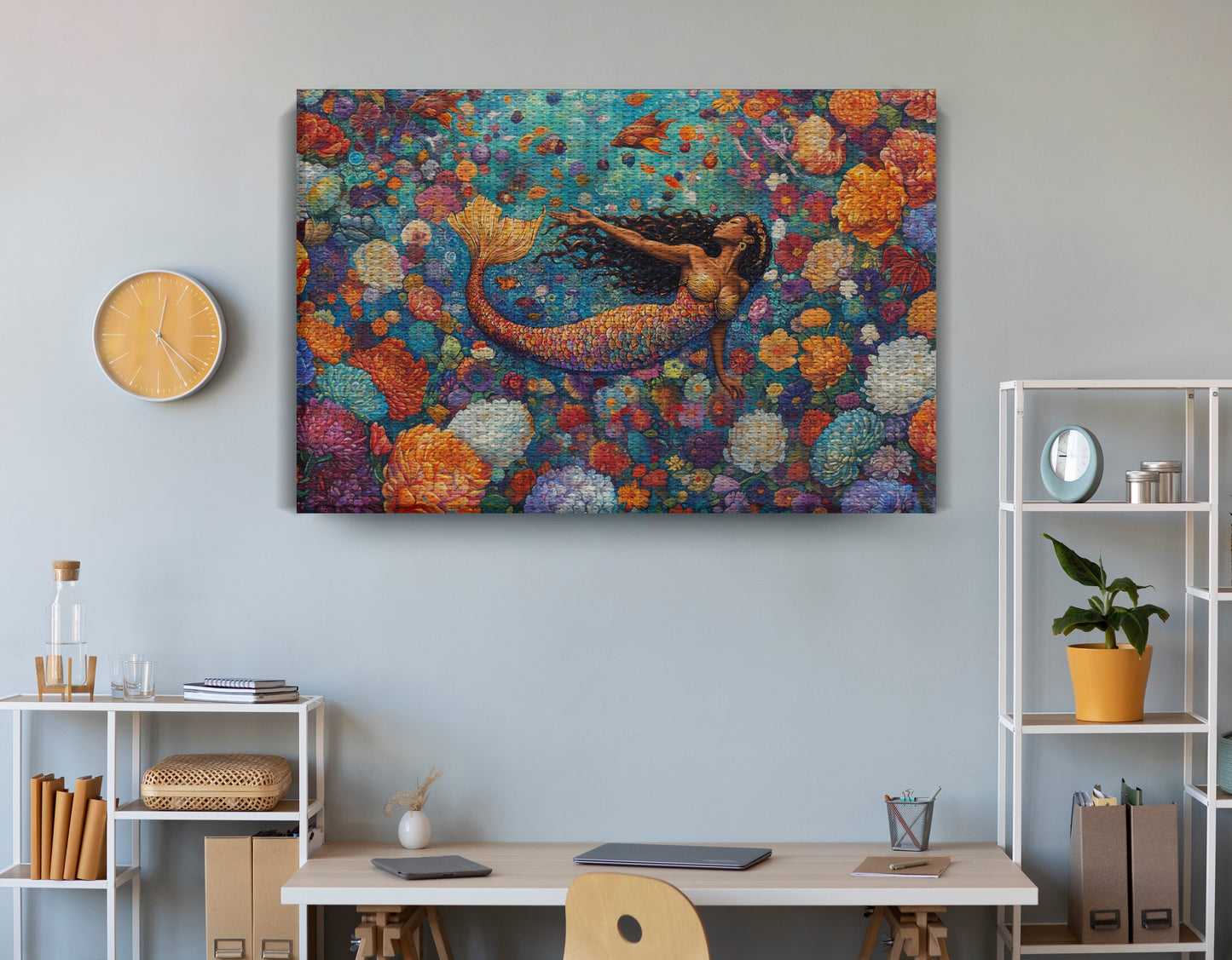 Black Mermaid Coral Reef African American canvas print view 18