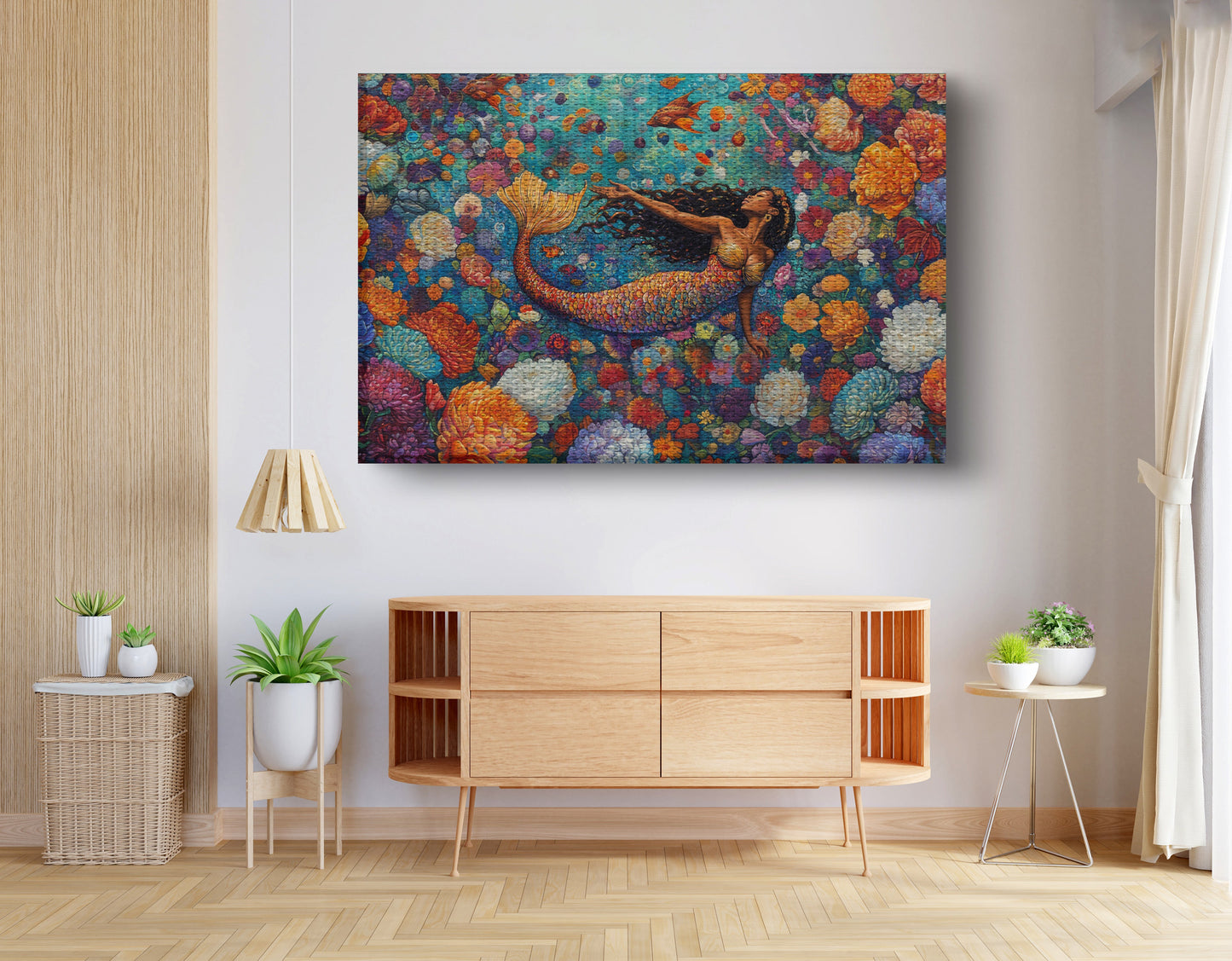 Black Mermaid Coral Reef African American canvas print view 14