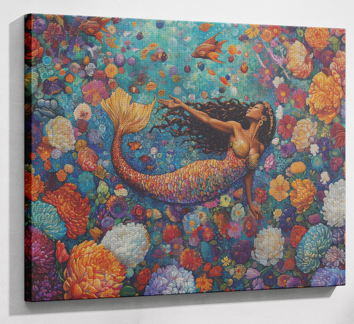 Black Mermaid Coral Reef African American canvas print view 13
