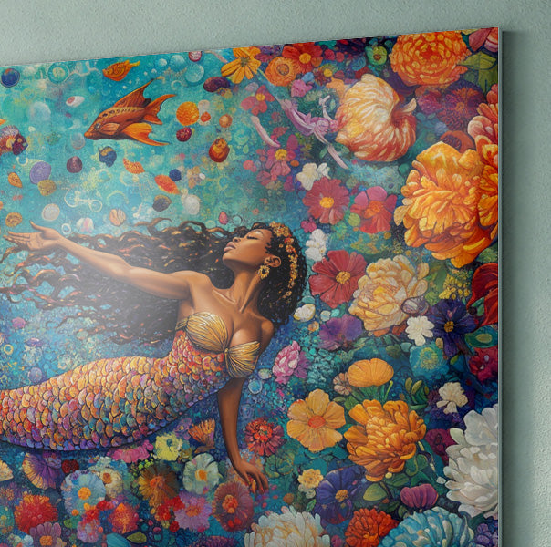 Black Mermaid Coral Reef African American canvas print view 22