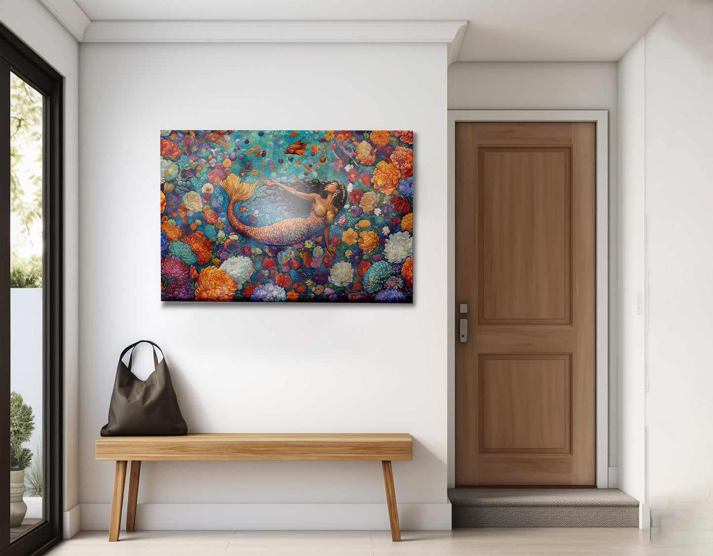 Black Mermaid Coral Reef African American canvas print view 23