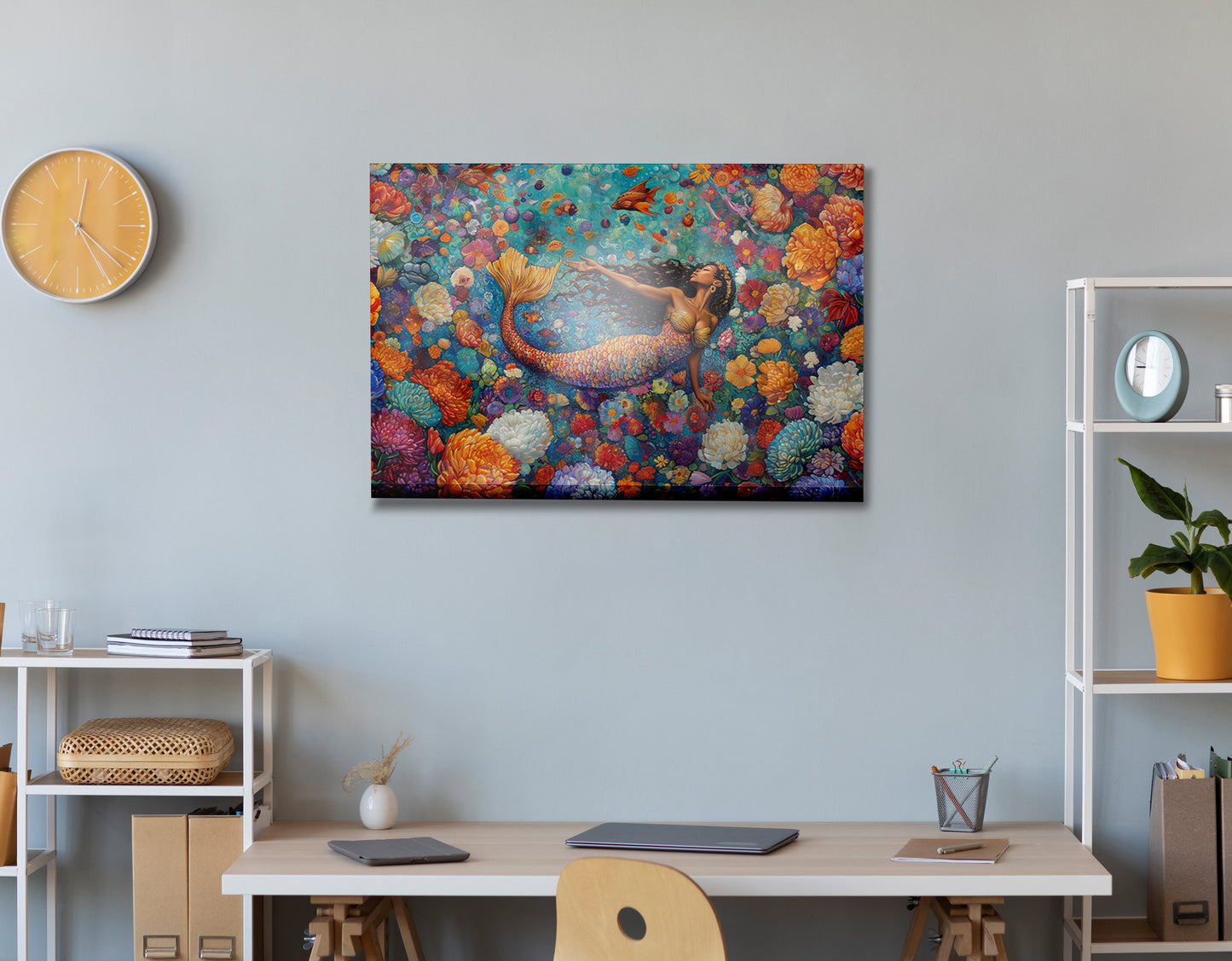 Black Mermaid Coral Reef African American canvas print view 24