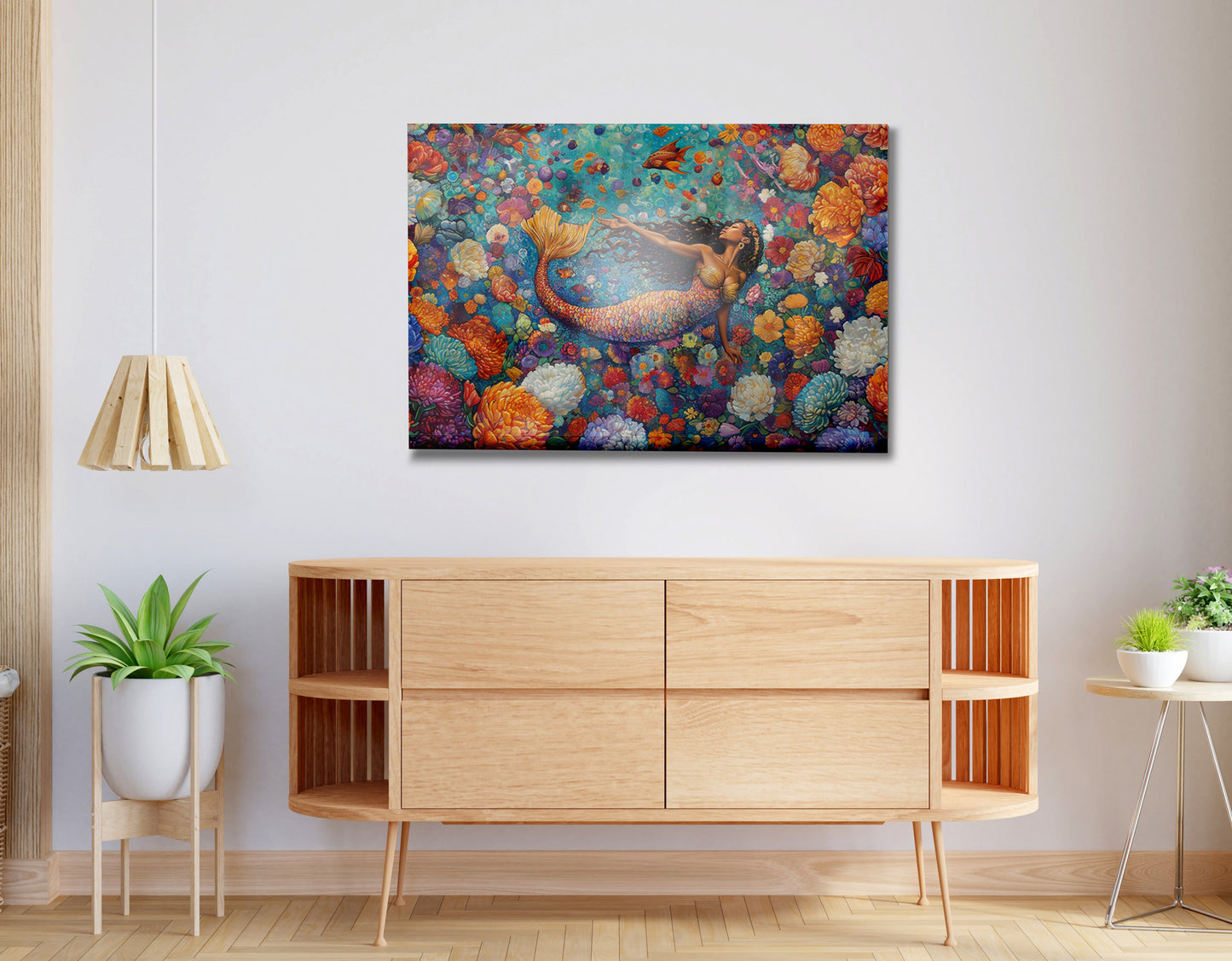 Black Mermaid Coral Reef African American canvas print view 20