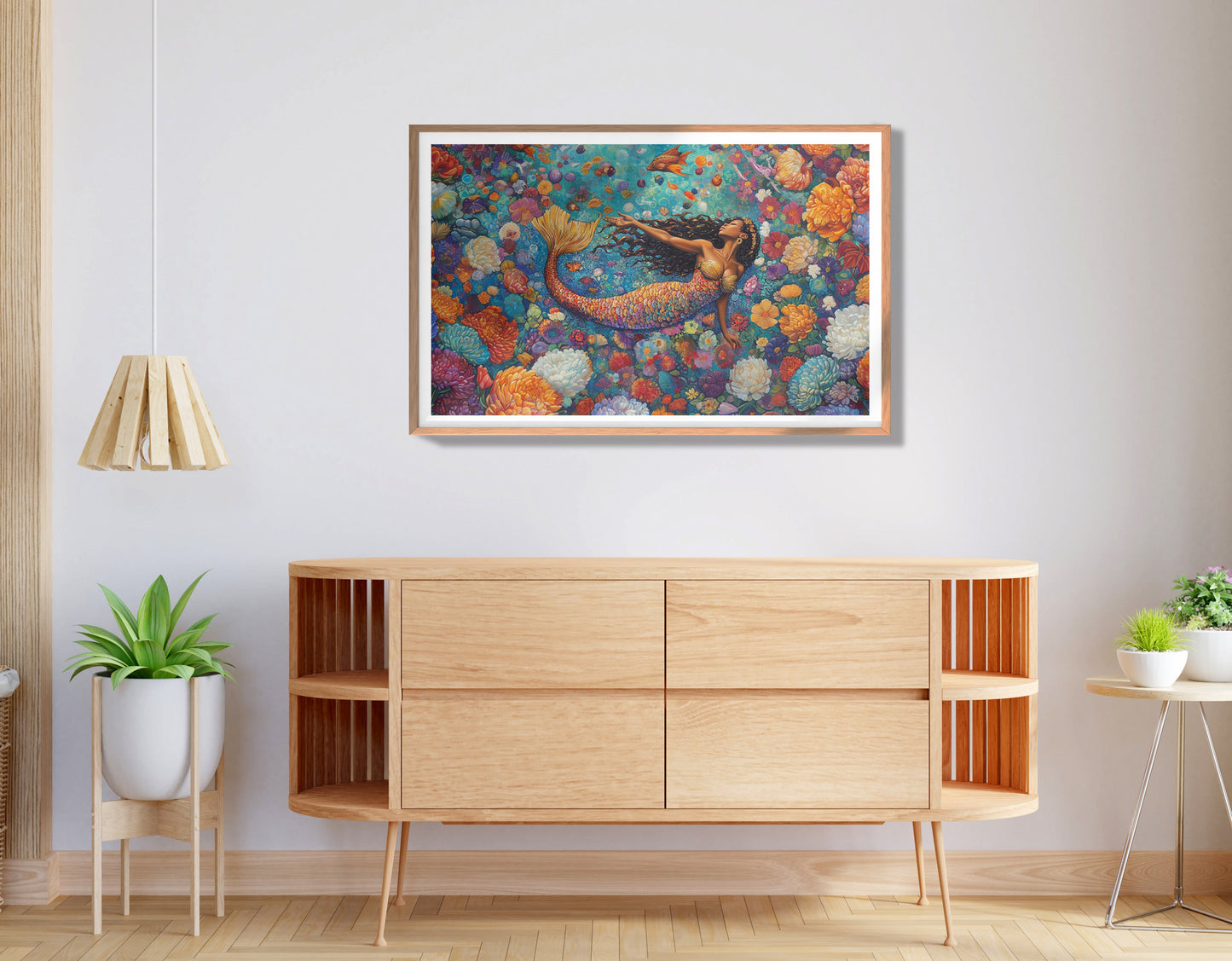 Black Mermaid Coral Reef African American canvas print view 80