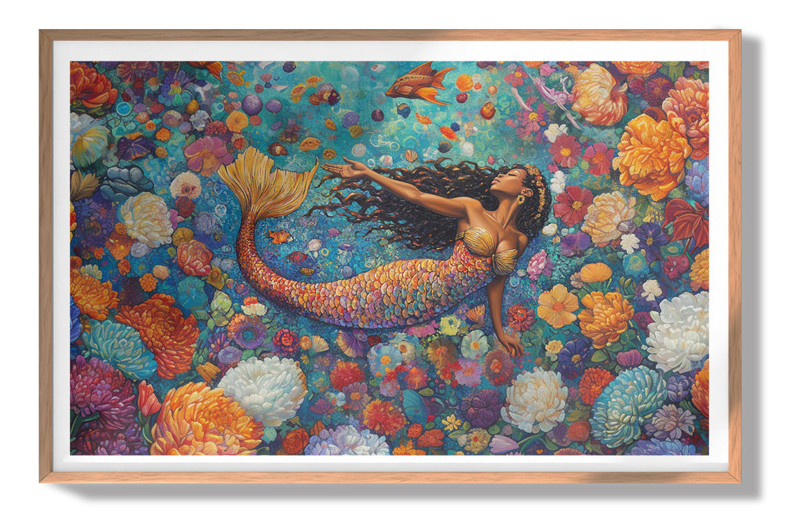 Black Mermaid Coral Reef African American canvas print view 79