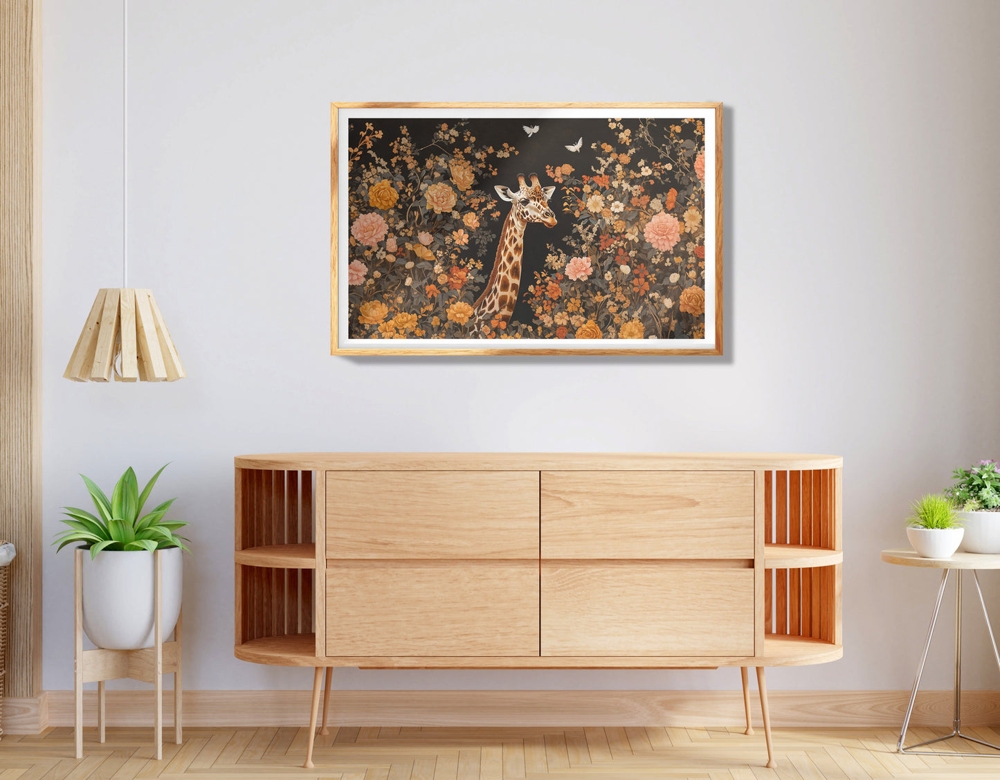 Giraffe Rose Floral Black African American canvas print view 74