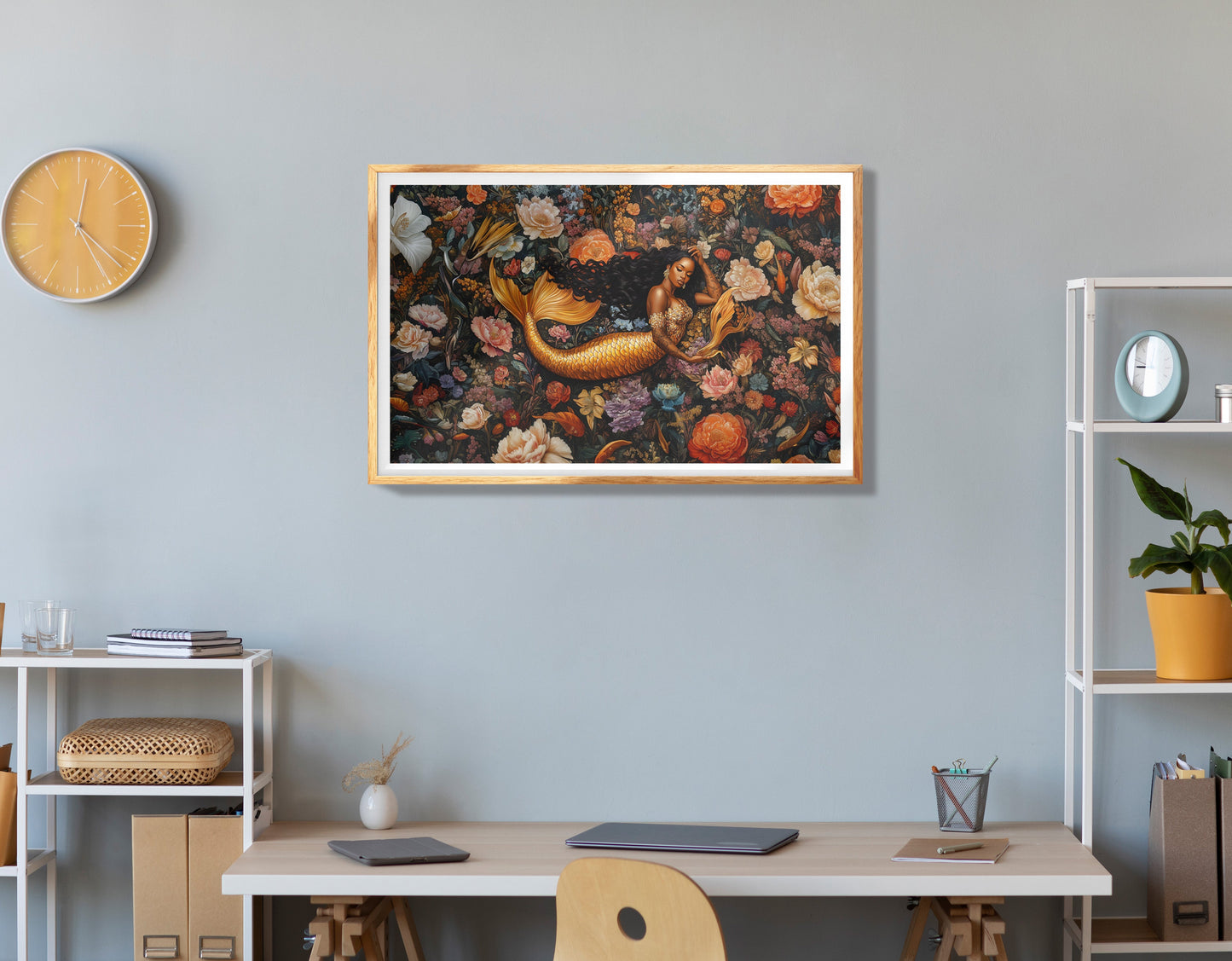 Black Mermaid Coral Reef African American canvas print view 78