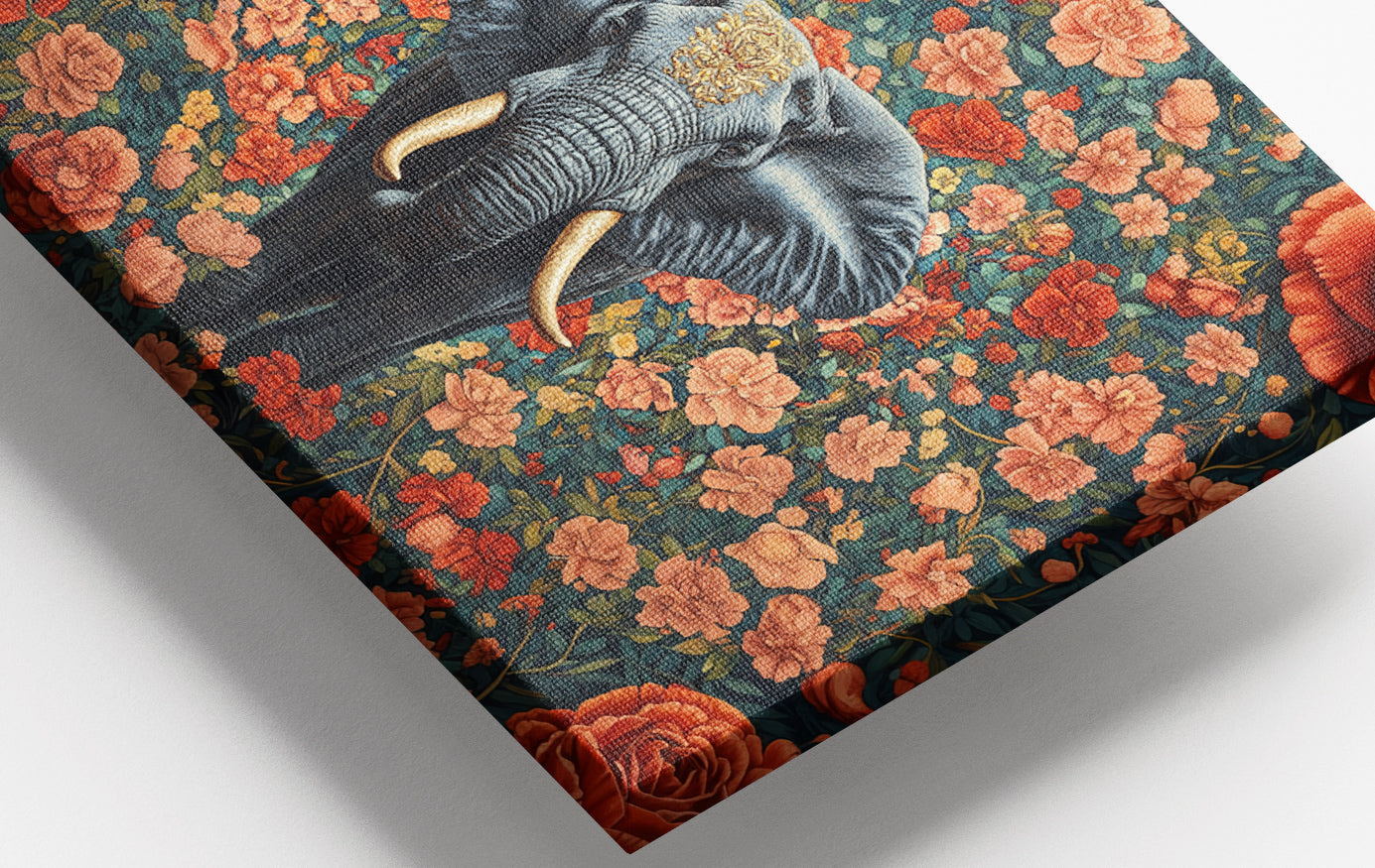 Close-up of Elephant Rose Floral African American canvas print detail