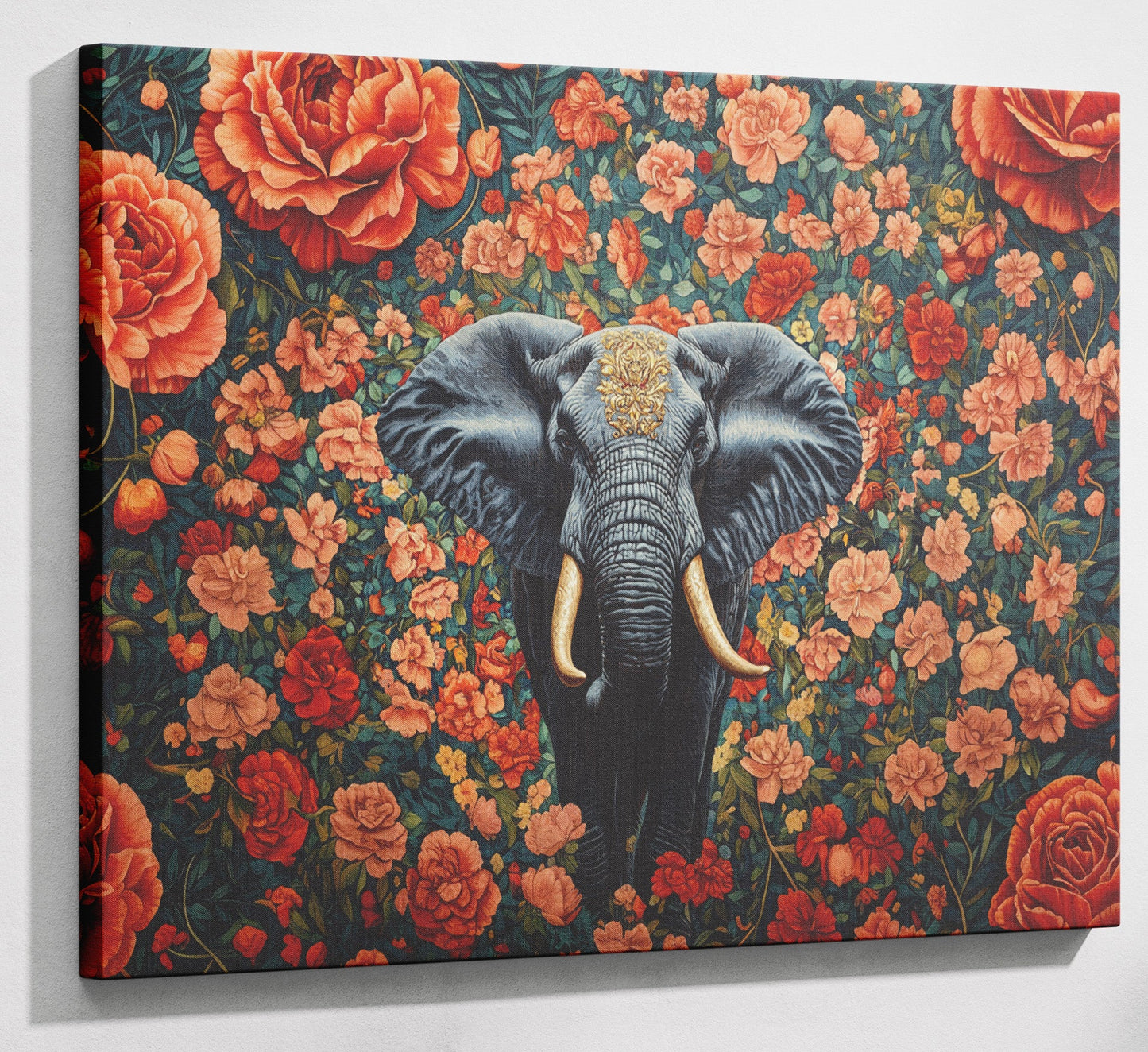 Elephant Rose Floral African American canvas print canvas print with visible wall art format