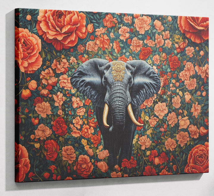Elephant Rose Floral African American canvas print canvas print with visible wall art format