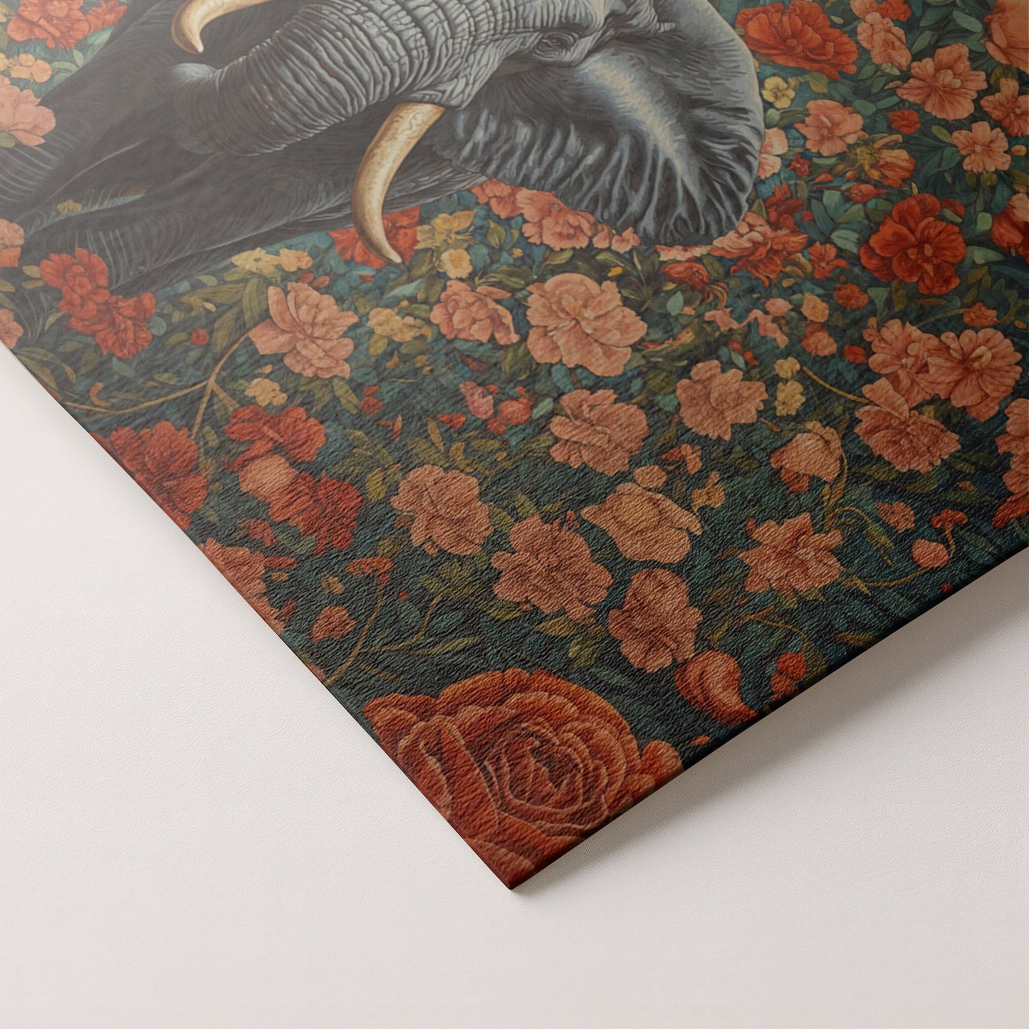 Elephant Rose Floral African American canvas print artwork by MoomZee Artwork