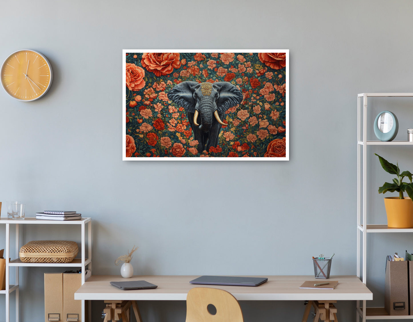 Elephant Rose Floral African American canvas print print view