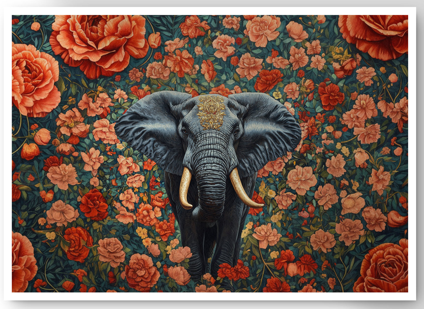 Elephant Rose Floral African American canvas print by MoomZee Artwork