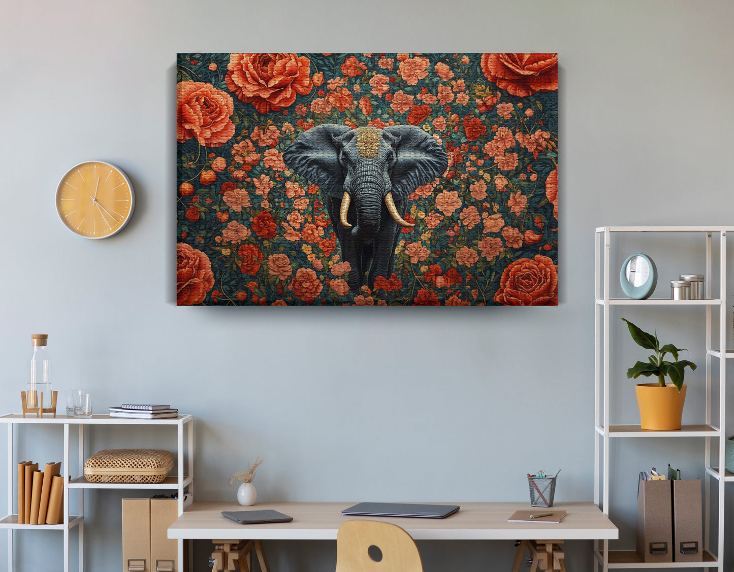 Elephant Rose Floral African American canvas print view 18