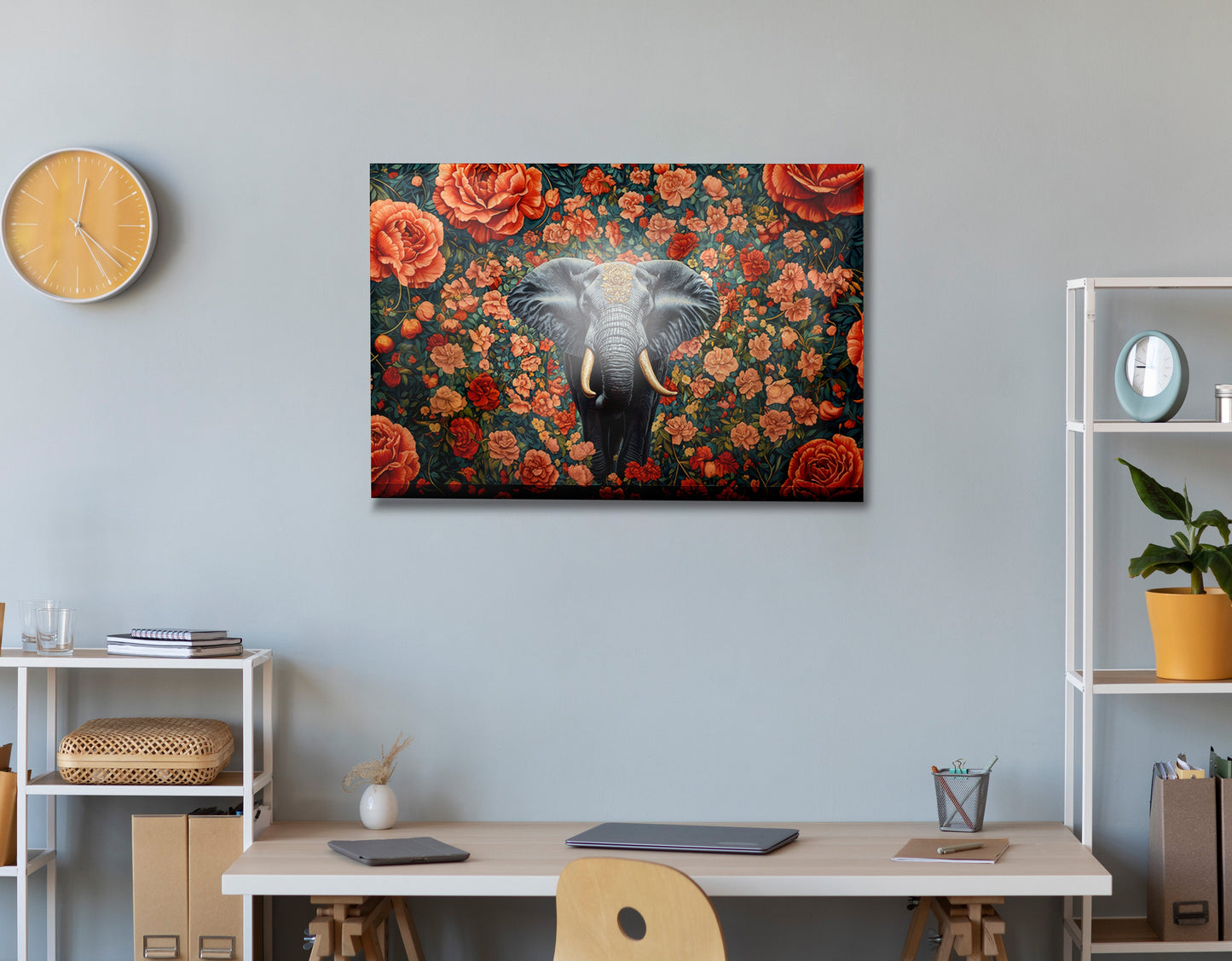 Elephant Rose Floral African American canvas print view 24
