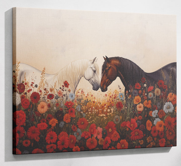Horse Floral Meadow Black African American canvas print canvas print with visible wall art format