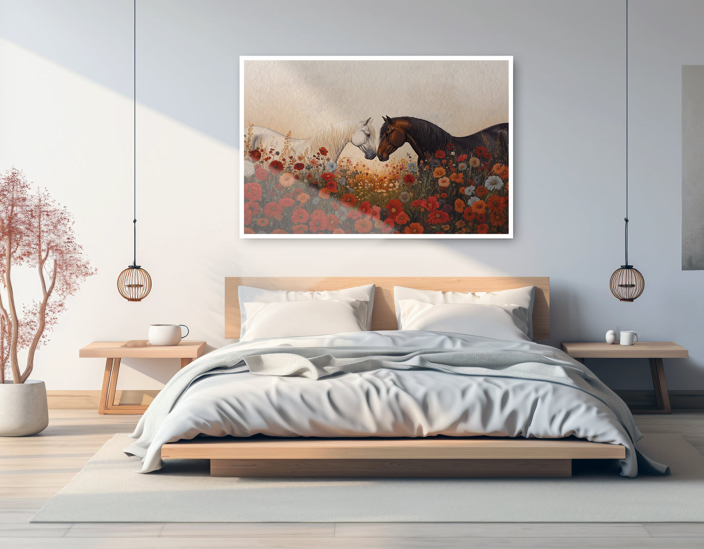 Horse Floral Meadow Black African American canvas print artwork view