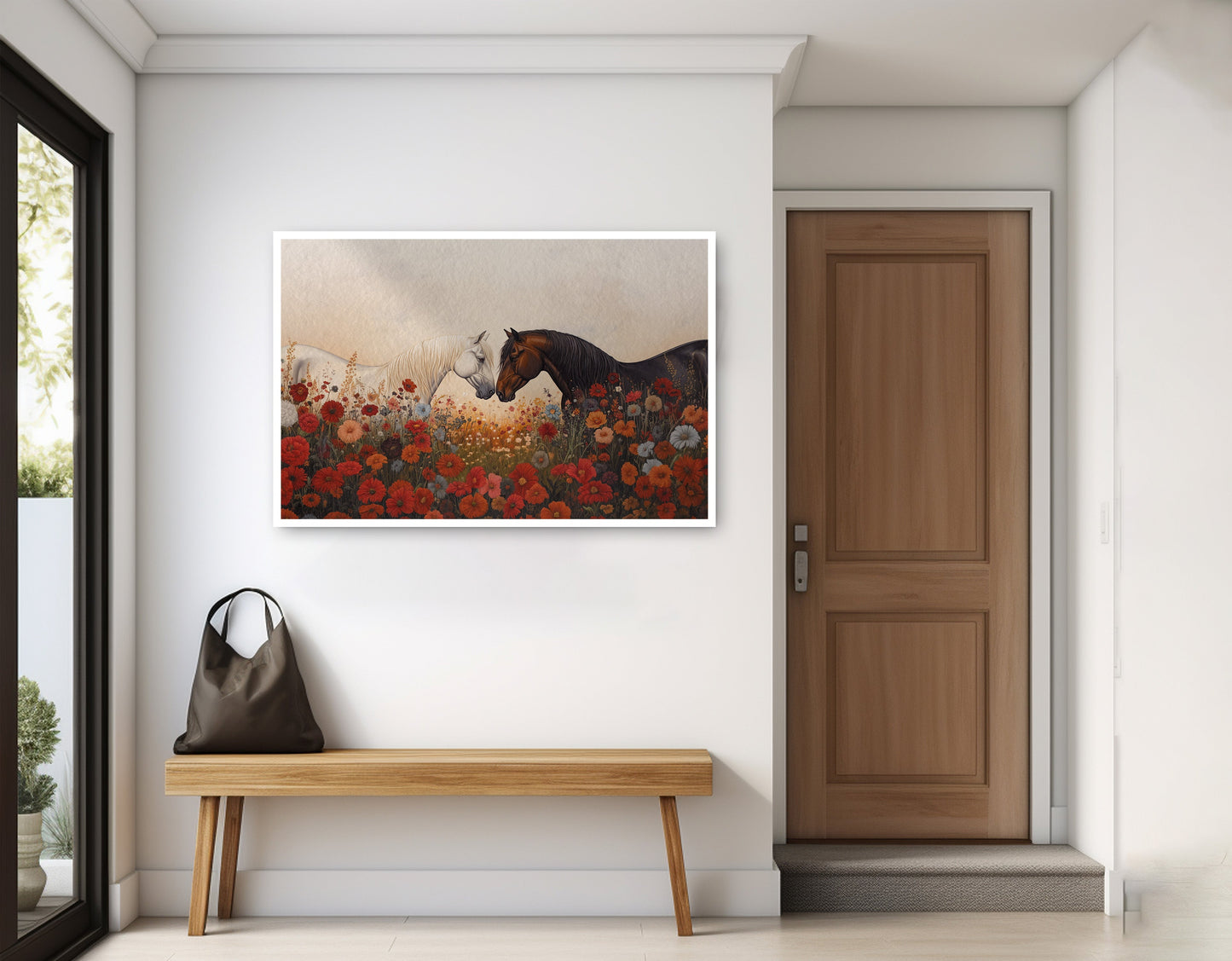 Horse Floral Meadow Black African American canvas print home decor view