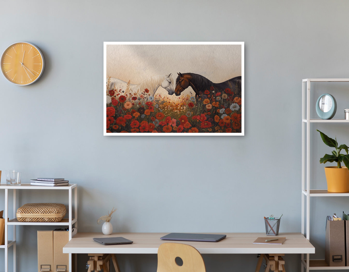 Horse Floral Meadow Black African American canvas print print view