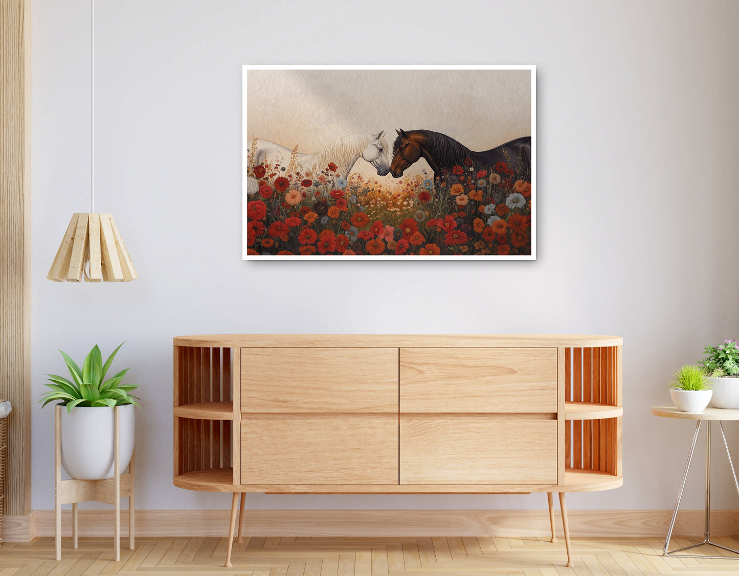 Alternate view of Horse Floral Meadow Black African American canvas print
