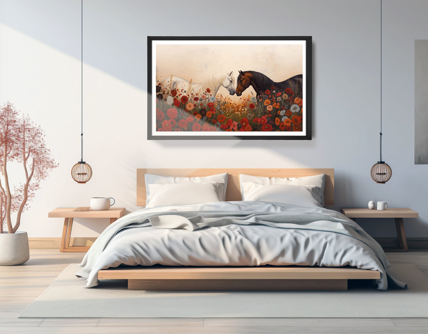 Horse Floral Meadow Black African American canvas print view 69