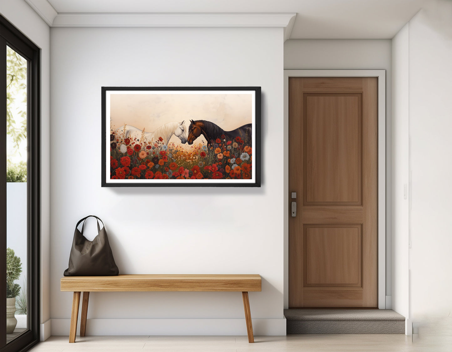 Horse Floral Meadow Black African American canvas print view 71
