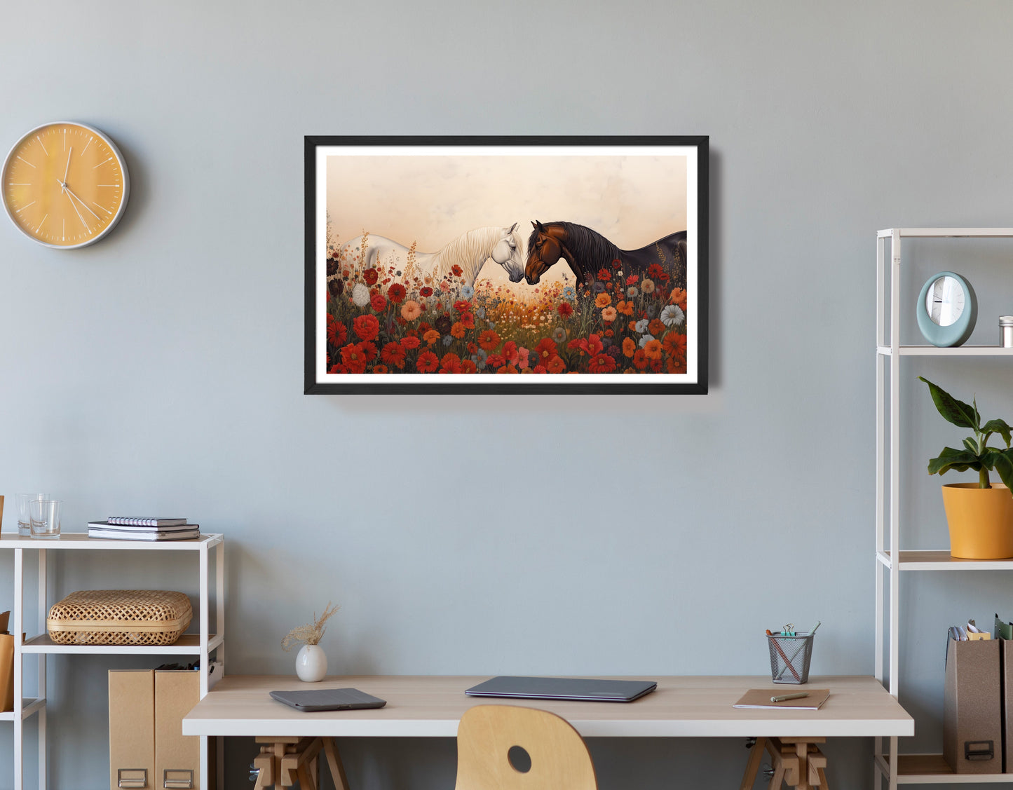 Horse Floral Meadow Black African American canvas print view 72