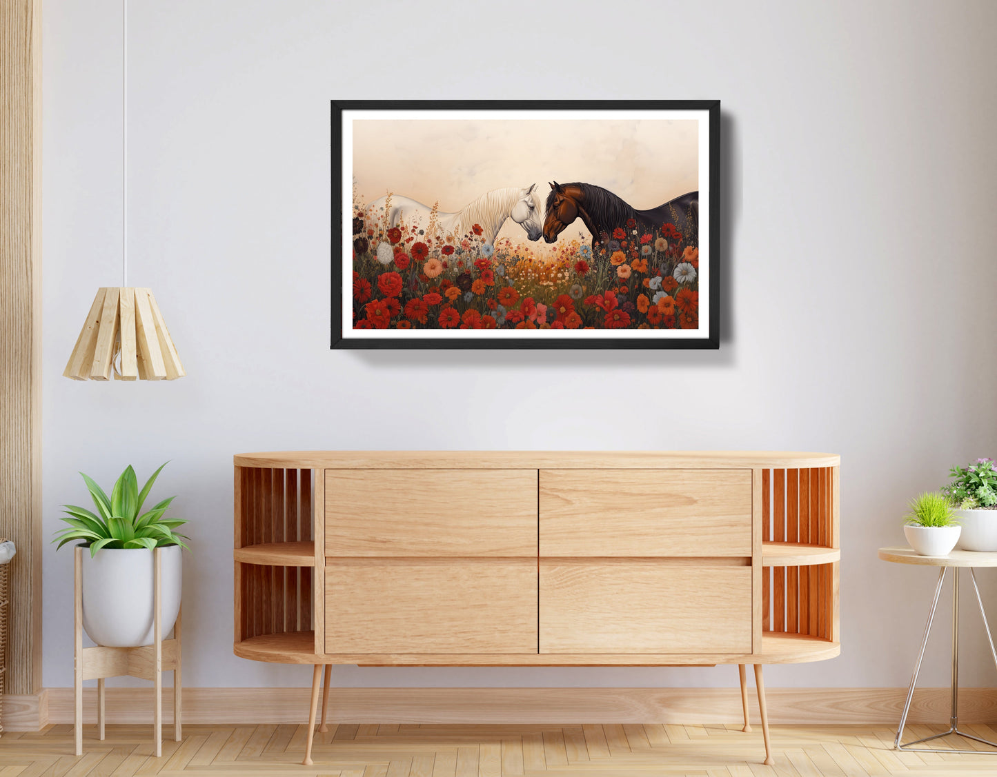 Horse Floral Meadow Black African American canvas print view 68