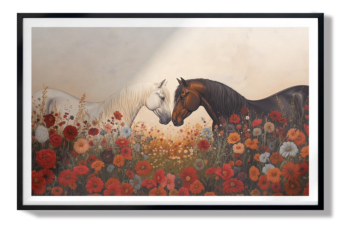 Horse Floral Meadow Black African American canvas print view 67
