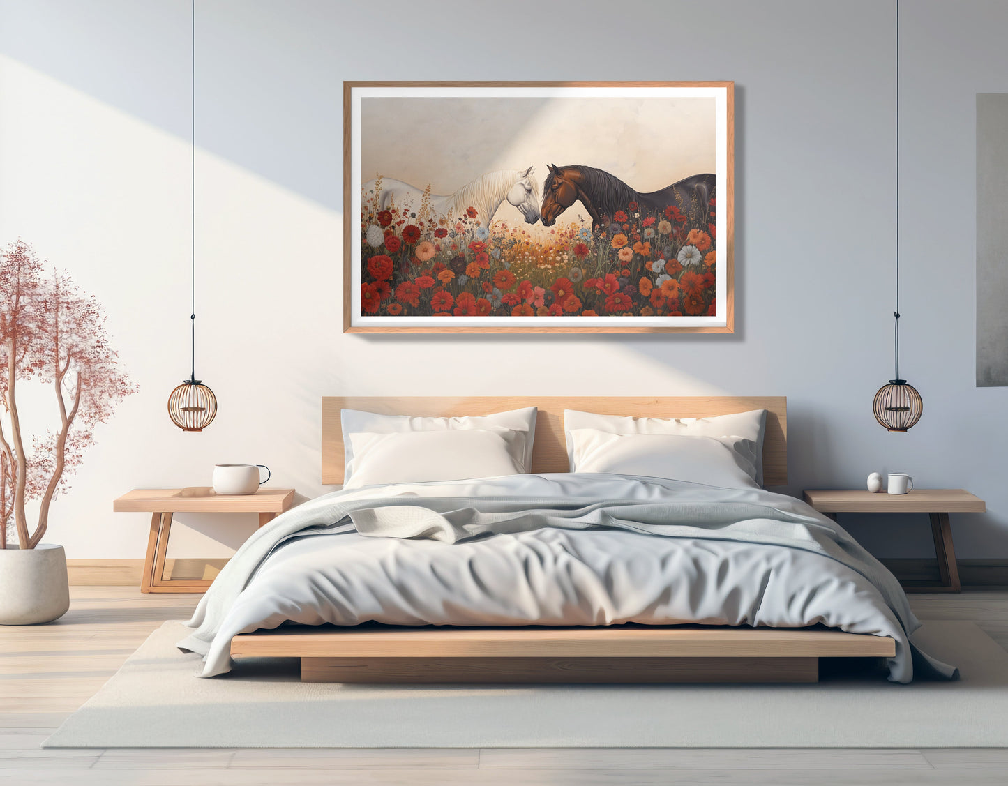 Horse Floral Meadow Black African American canvas print view 81
