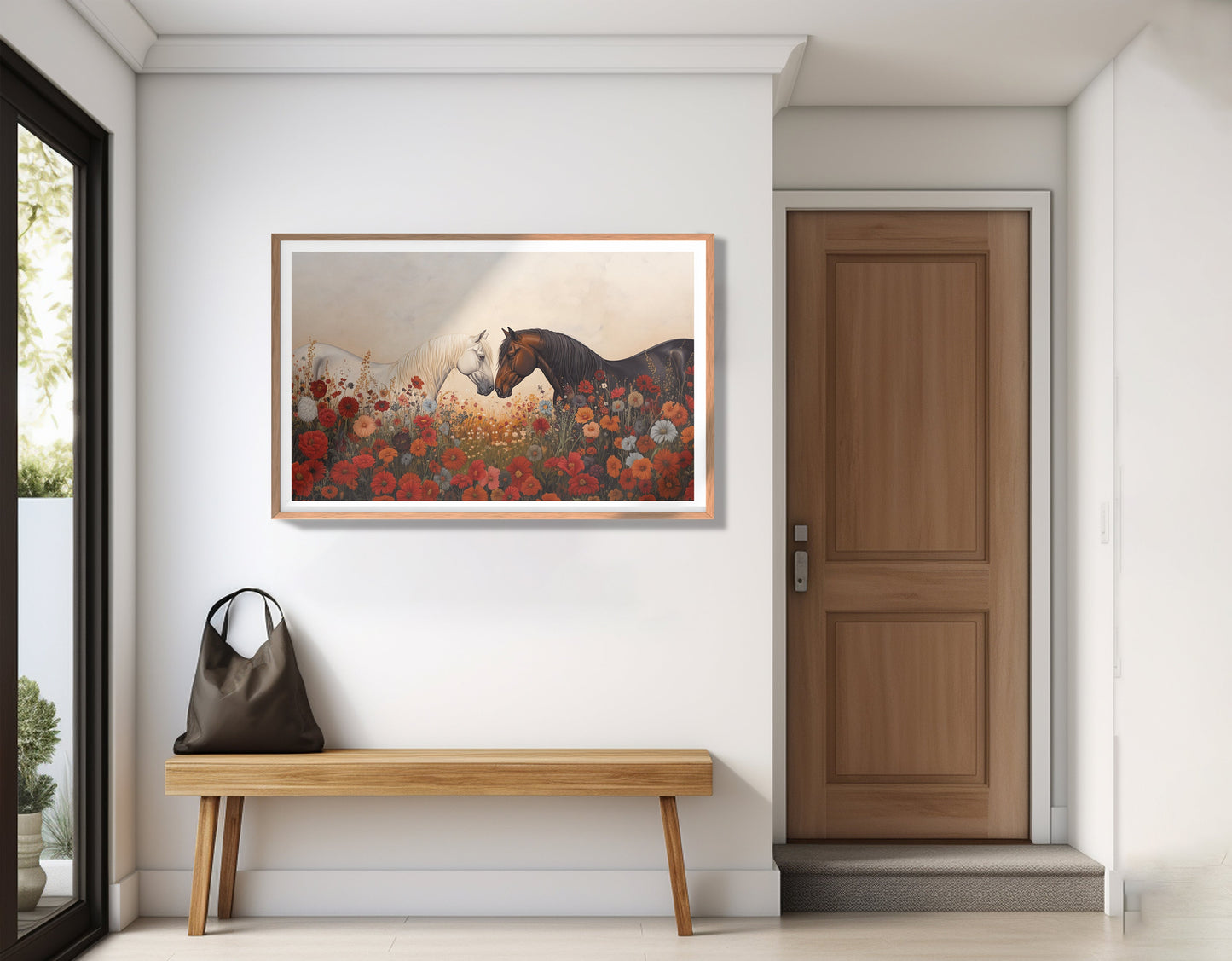 Horse Floral Meadow Black African American canvas print view 83
