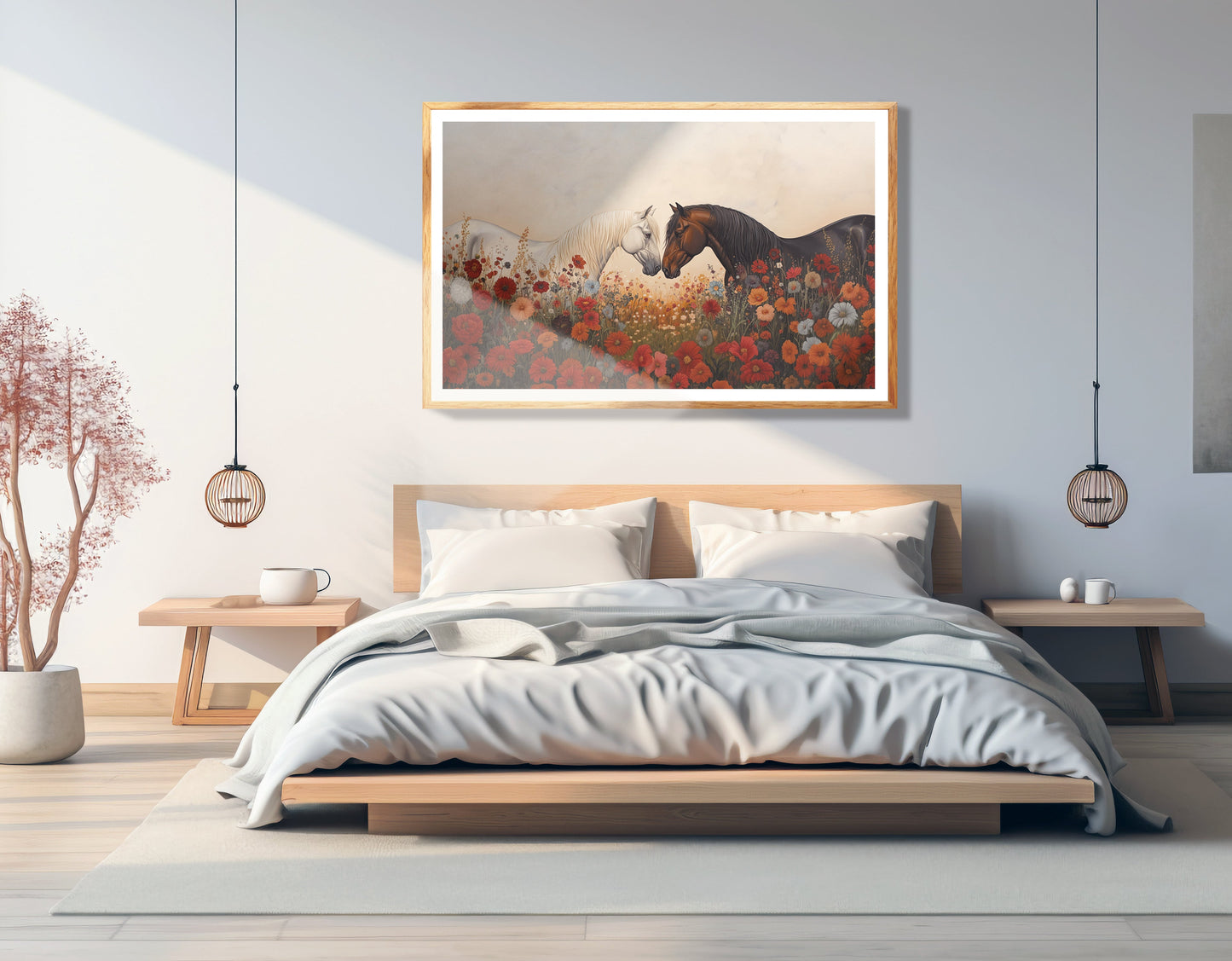 Horse Floral Meadow Black African American canvas print view 75
