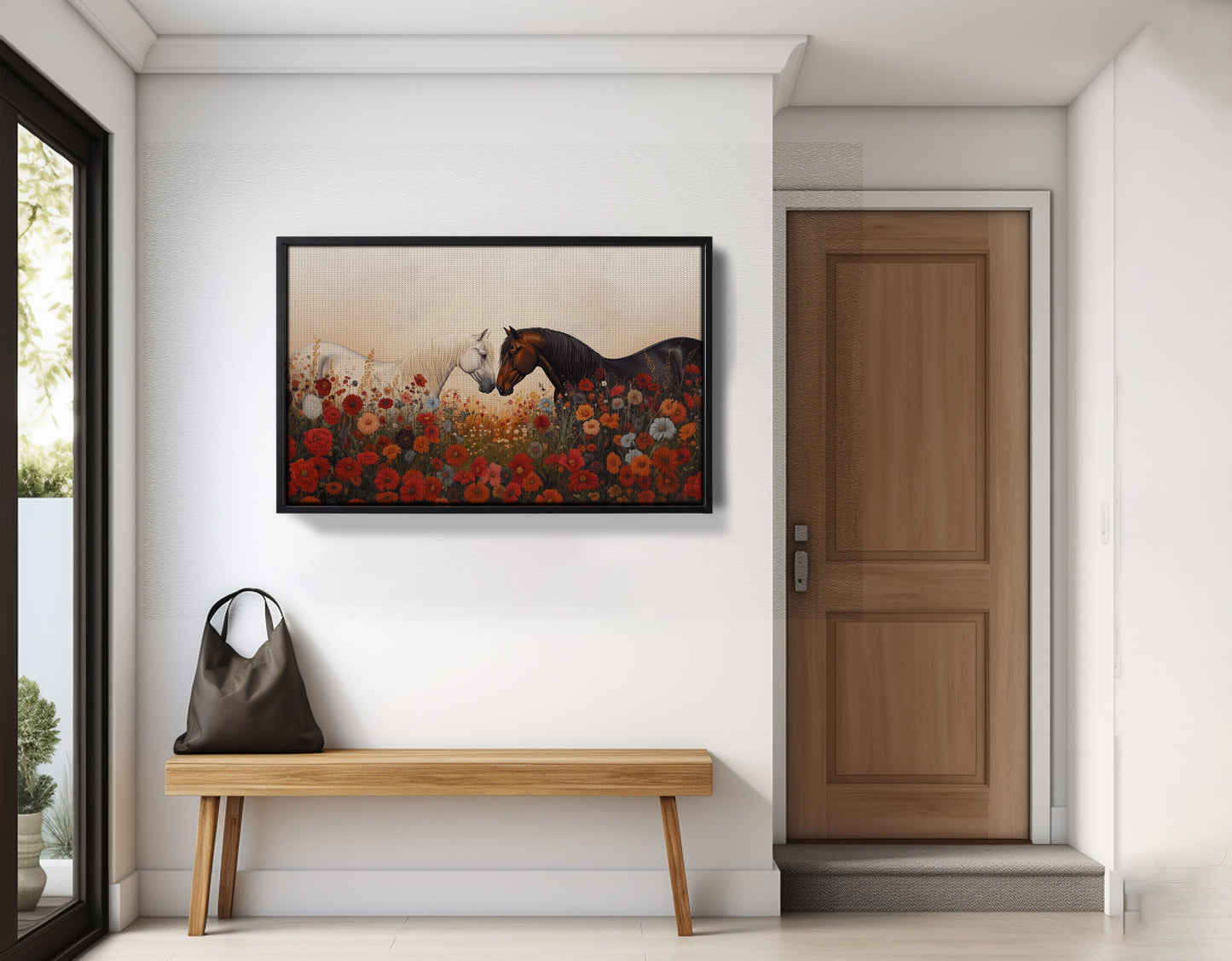 Horse Floral Meadow Black African American canvas print view 29
