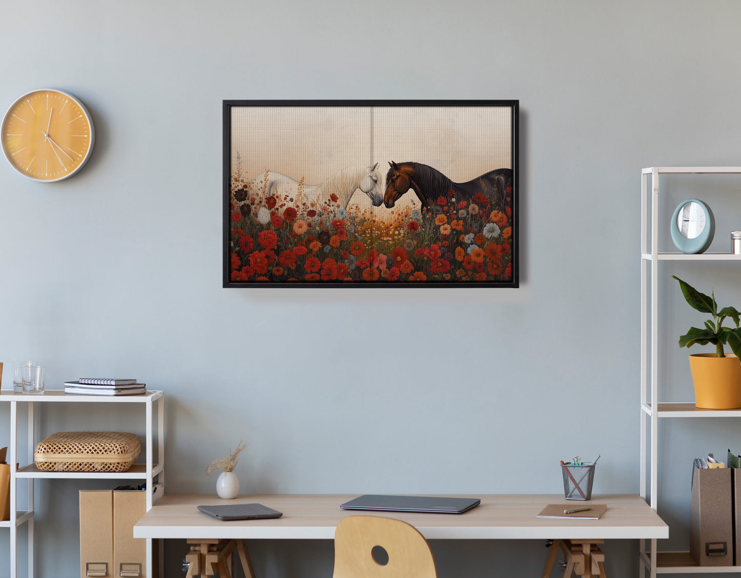 Horse Floral Meadow Black African American canvas print view 30