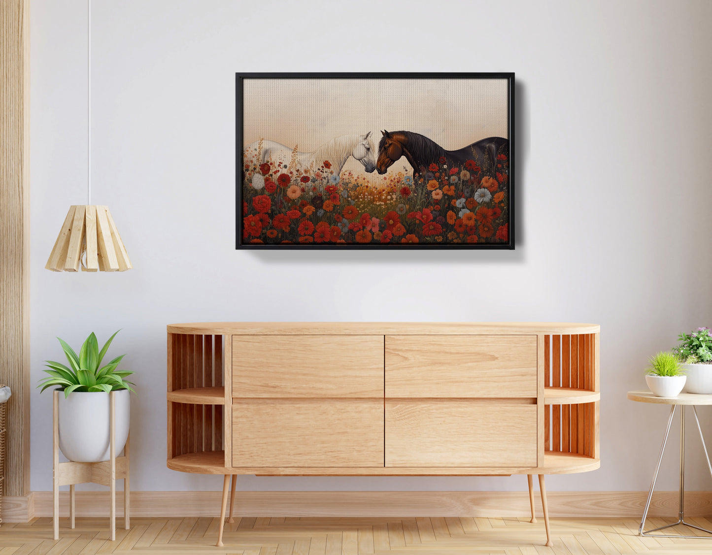 Horse Floral Meadow Black African American canvas print view 26