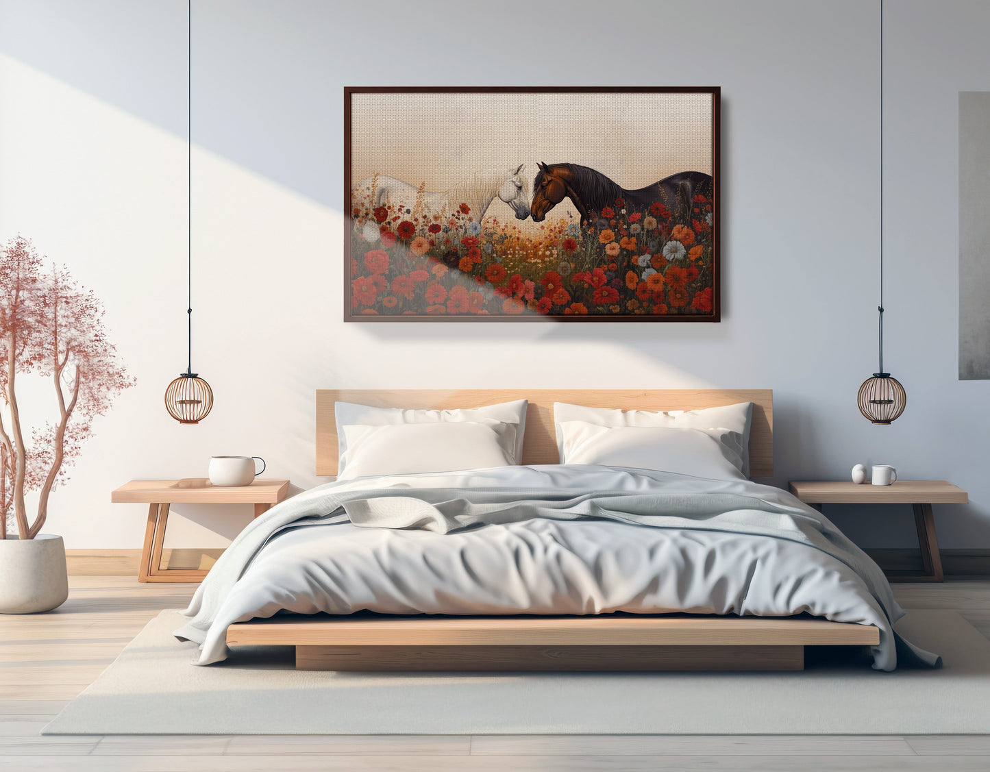 Horse Floral Meadow Black African American canvas print view 33