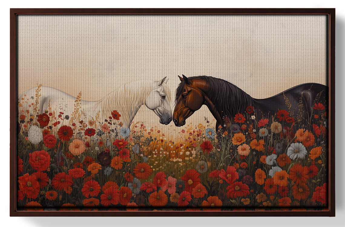Horse Floral Meadow Black African American canvas print view 31