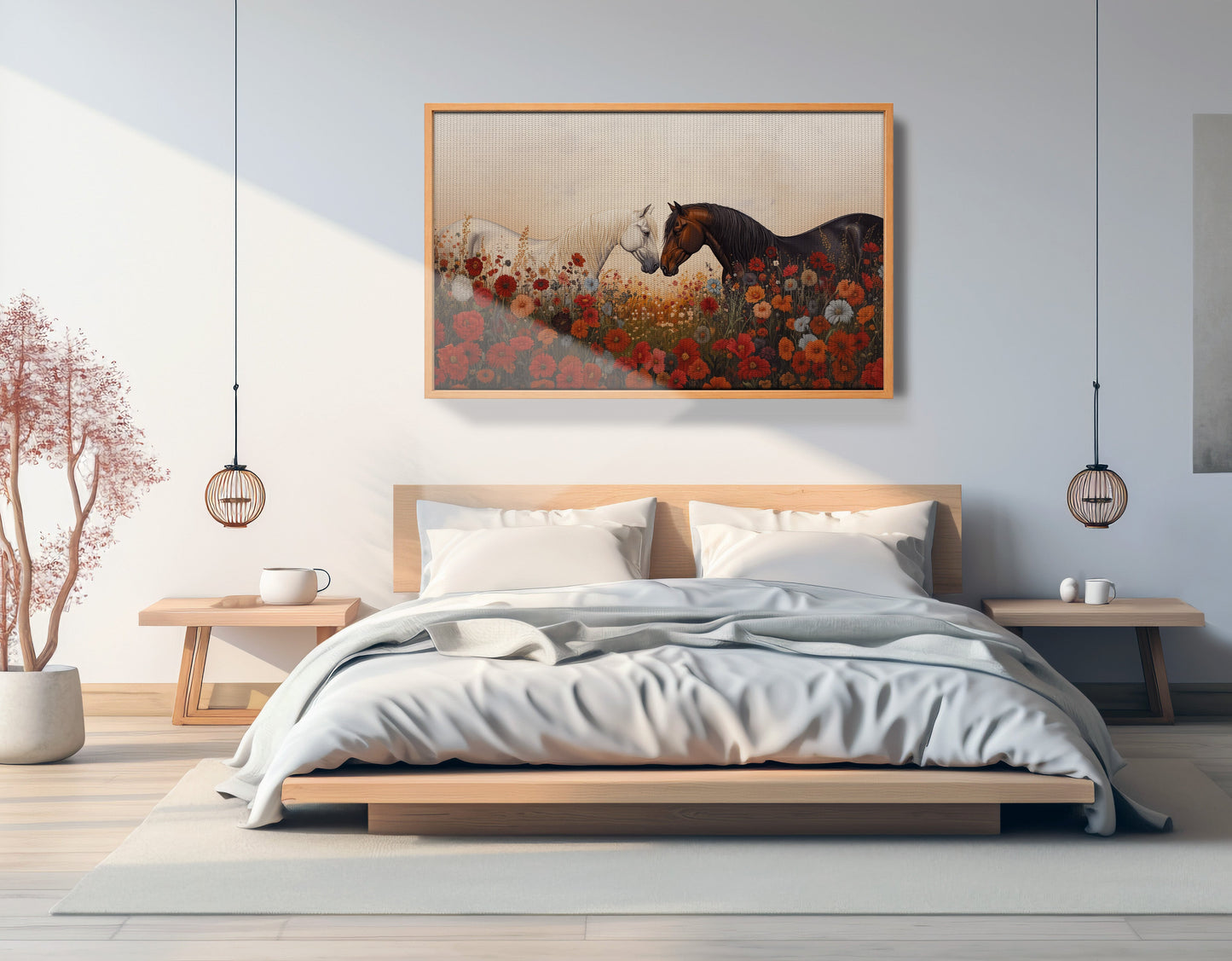 Horse Floral Meadow Black African American canvas print view 45