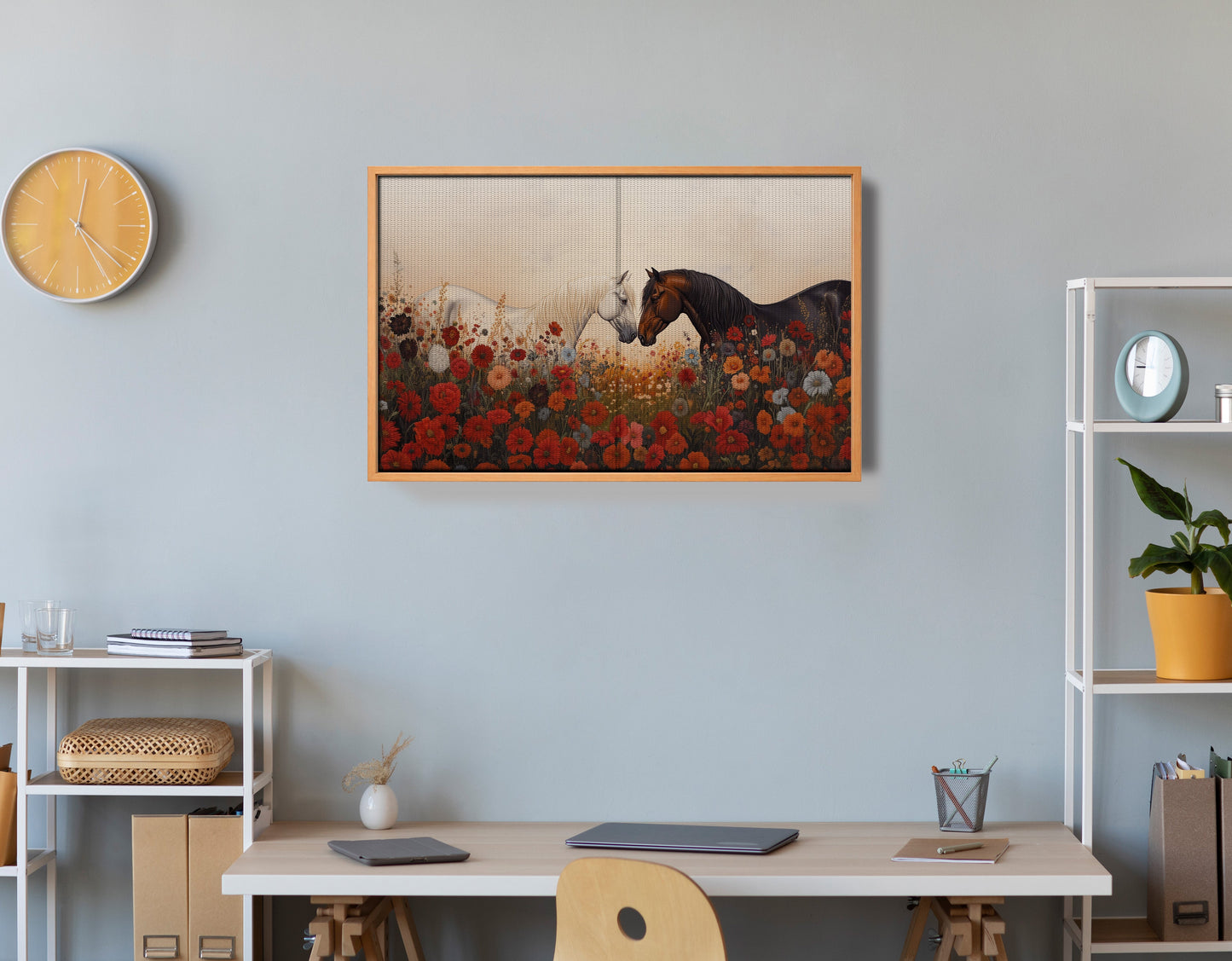 Horse Floral Meadow Black African American canvas print view 48