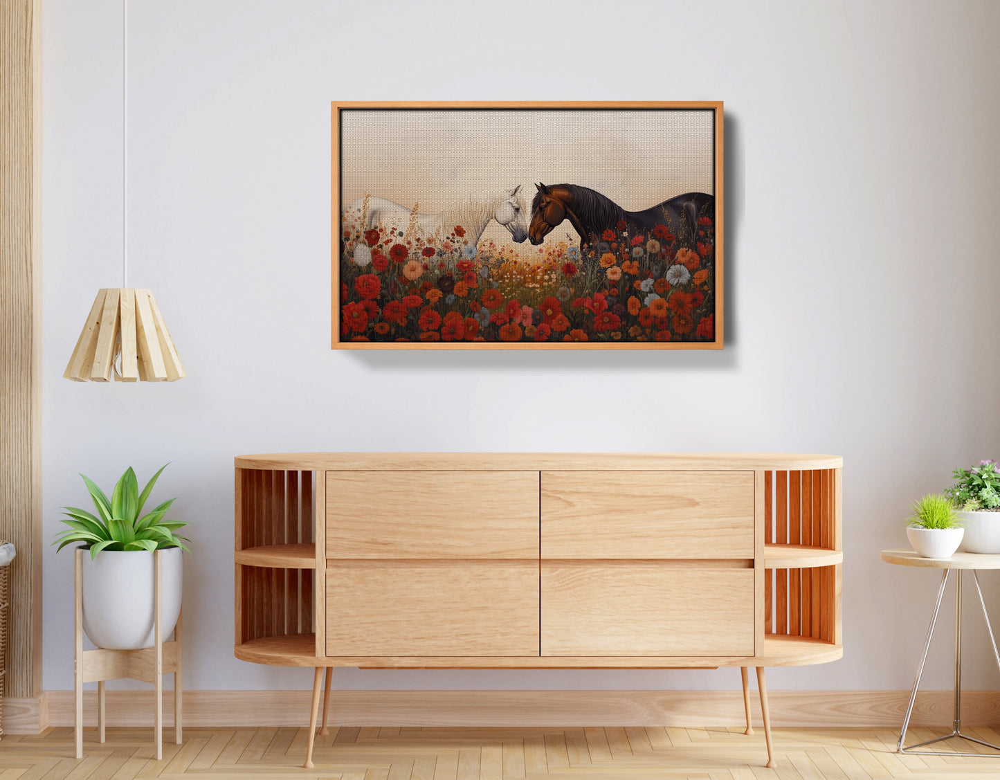 Horse Floral Meadow Black African American canvas print view 44