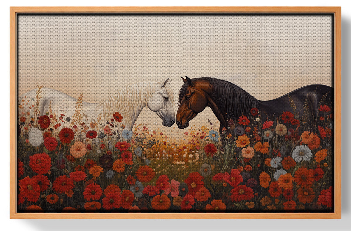 Horse Floral Meadow Black African American canvas print view 43