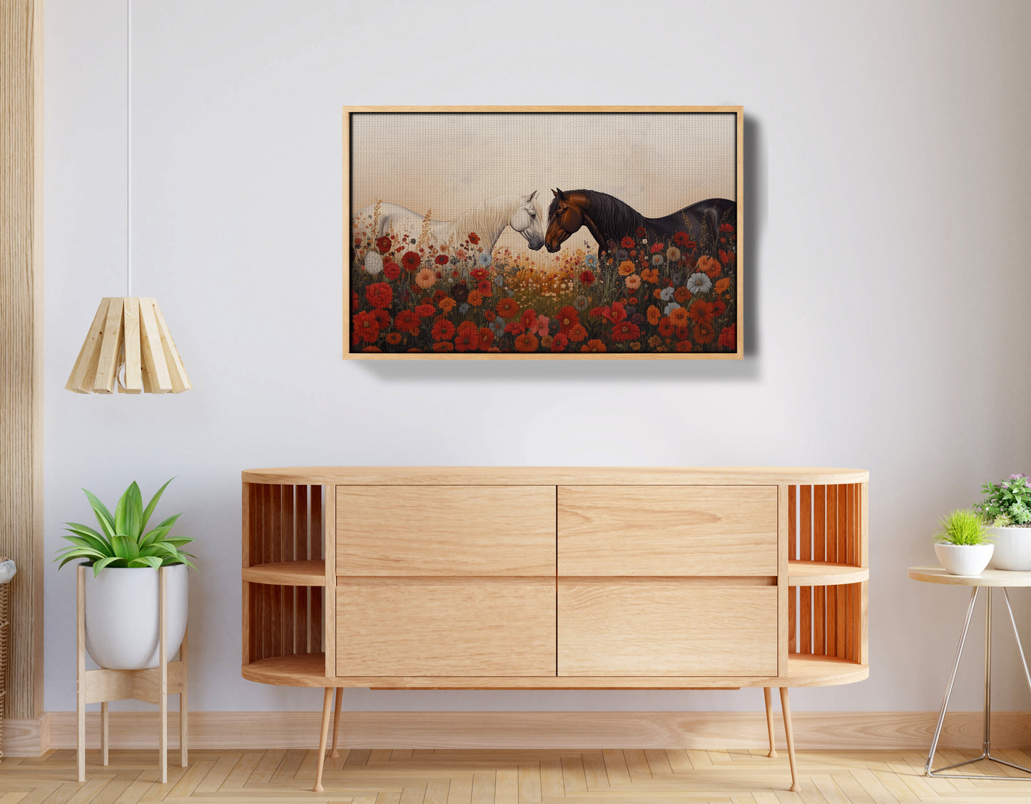 Horse Floral Meadow Black African American canvas print view 50