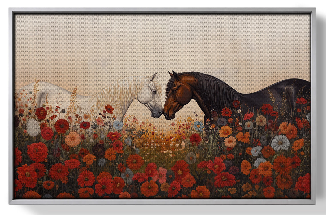 Horse Floral Meadow Black African American canvas print view 55