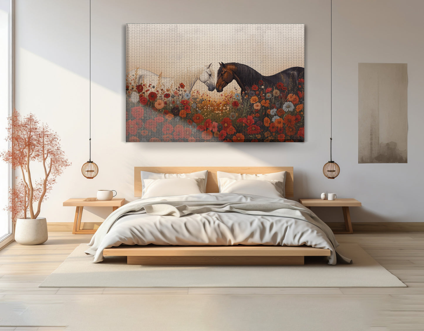 Horse Floral Meadow Black African American canvas print view 15