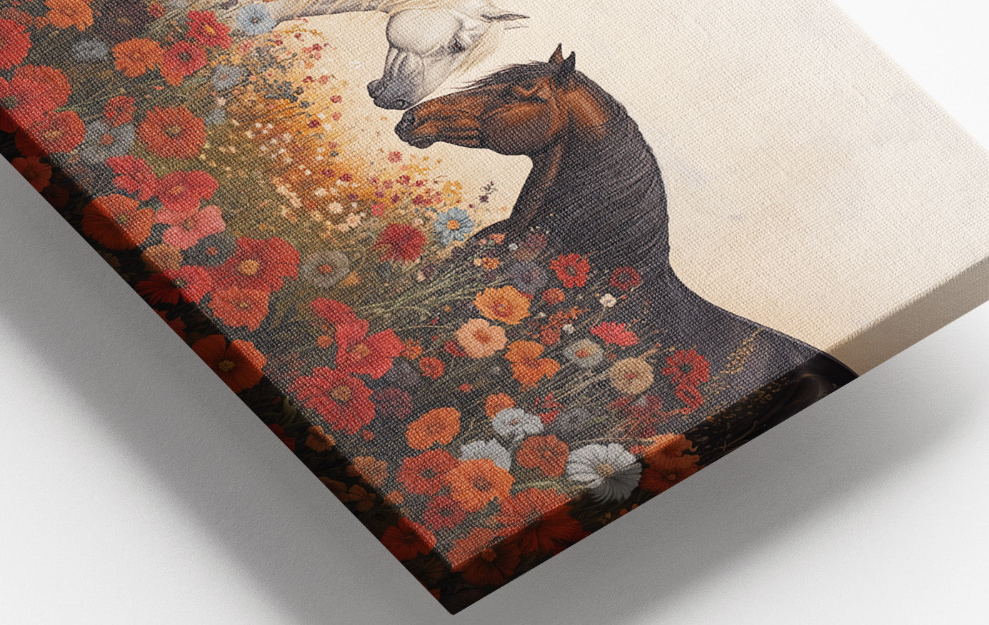 Horse Floral Meadow Black African American canvas print view 16