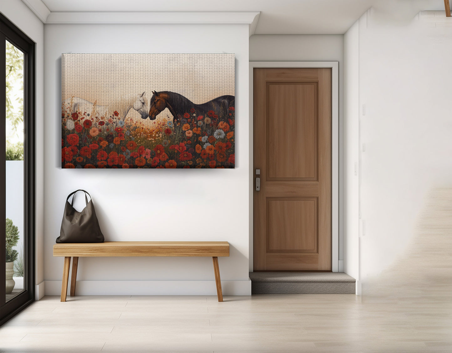 Horse Floral Meadow Black African American canvas print view 17