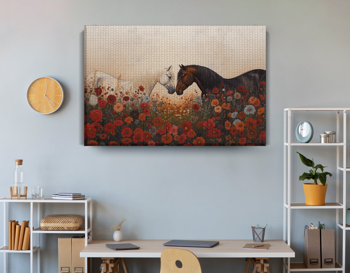 Horse Floral Meadow Black African American canvas print view 18