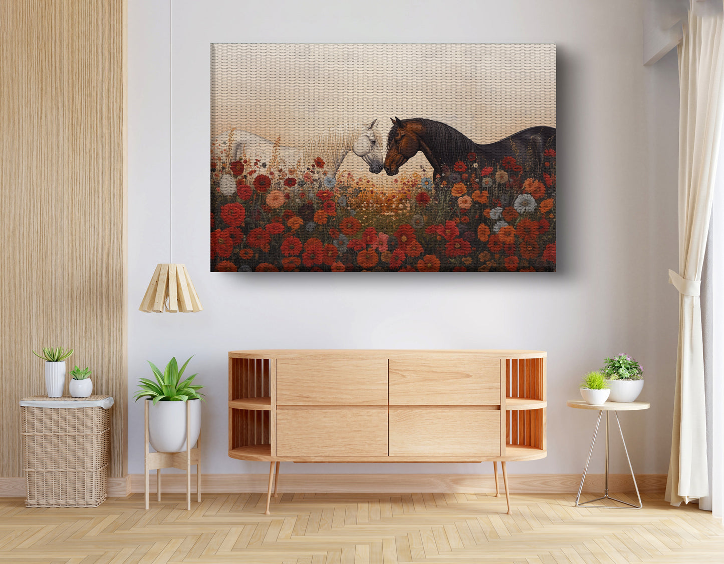 Horse Floral Meadow Black African American canvas print view 14