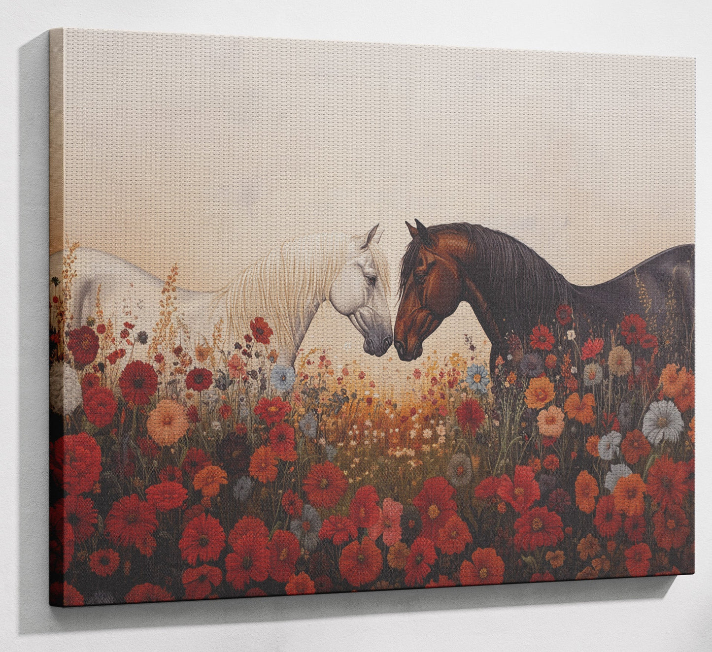 Horse Floral Meadow Black African American canvas print view 13