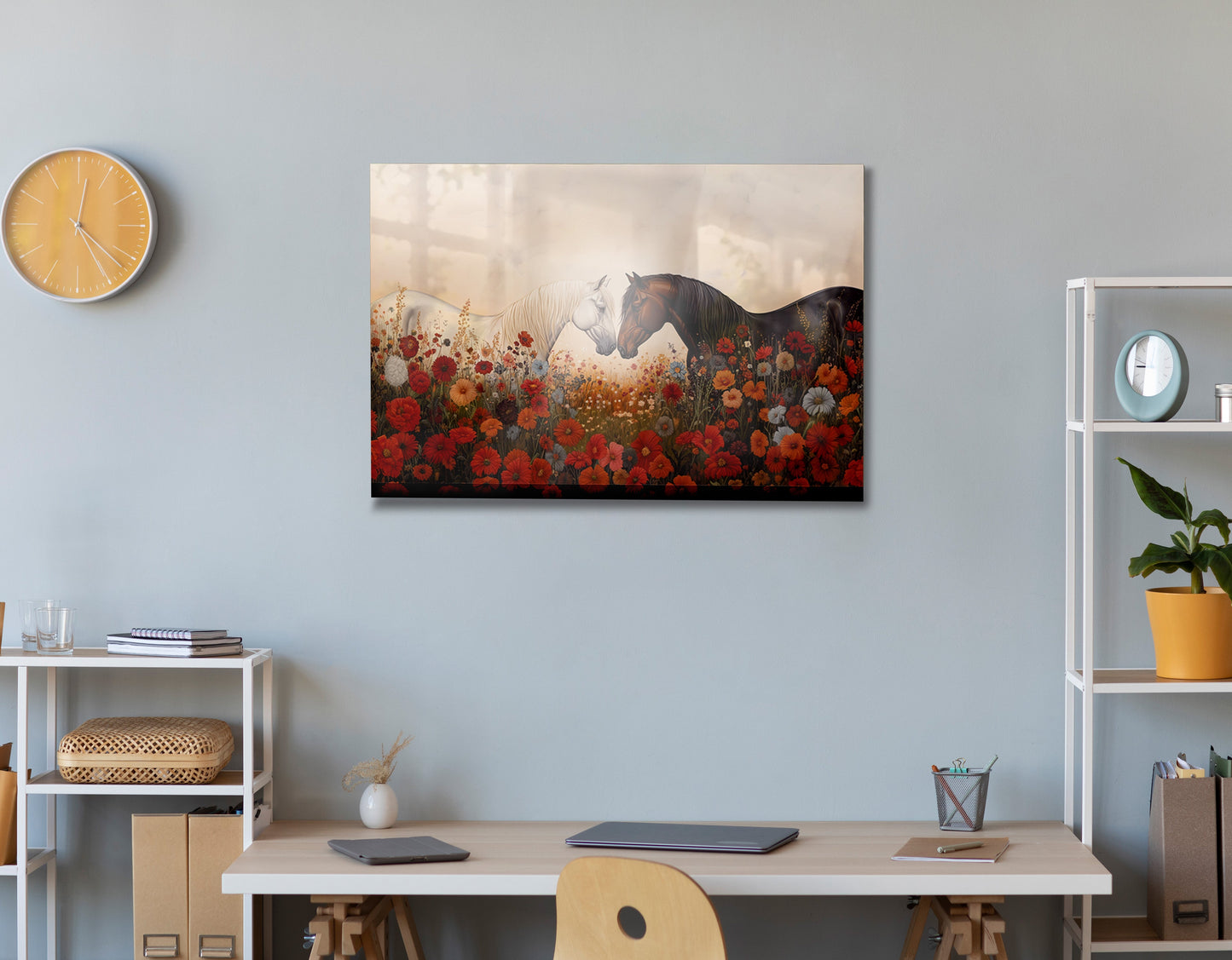 Horse Floral Meadow Black African American canvas print view 24